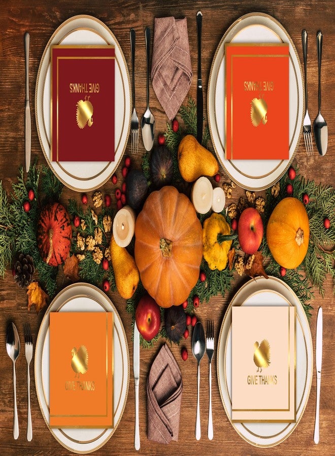 Whaline Fall Thanksgiving Gold Paper Napkin Autumn Give Thanks Turkey Disposable Luncheon Napkin Dessert Dinner Napkin for Harvest Dinner Holiday Party Table Supplies, 40 Pcs - Image 5